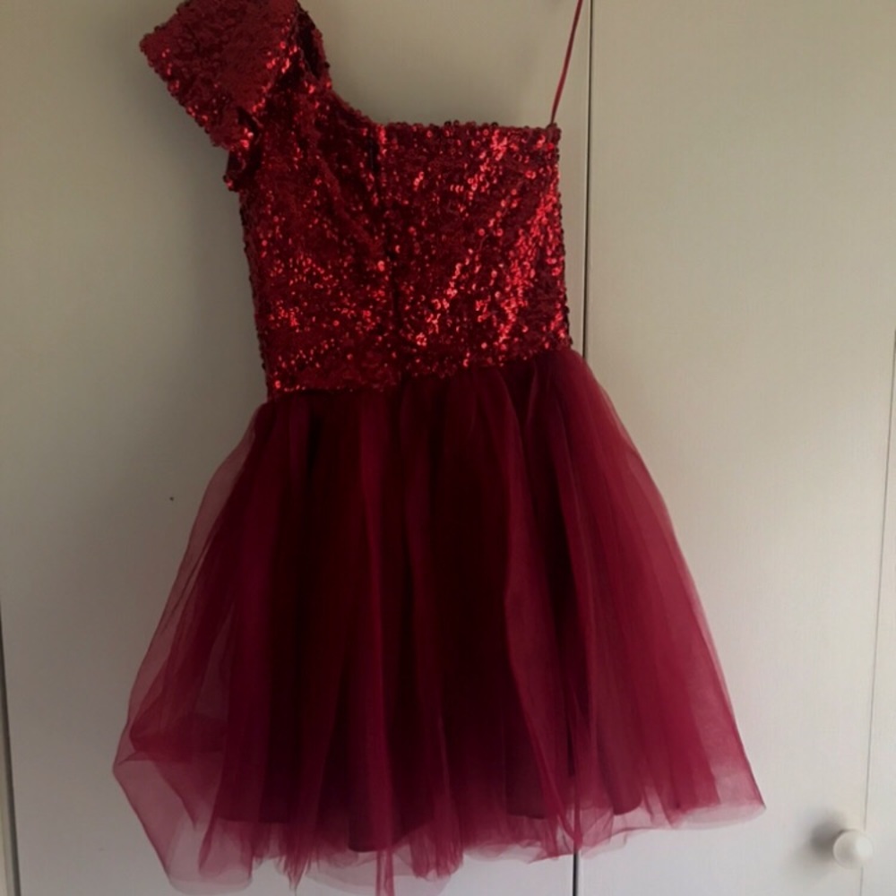 ASOS red sequin tulle mini